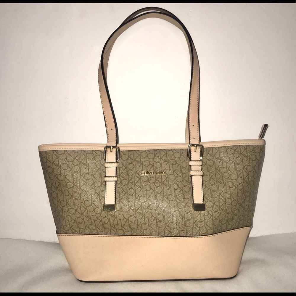 Calvin Klein Blush Monogram Logo Tote Purse